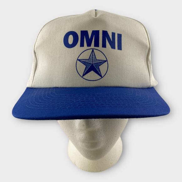 Vintage Dodge Omni 5 Panel Hat Cap White Blue Trucker Indie - Picture 1 of 5